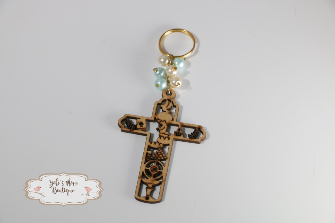 FAST SHIPPING!!! 12 Pcs First Communion Wooden Keychains, Wooden ...