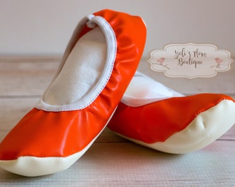 FAST SHIPPING! Ballet Shoes Toddler, Orange Ballet Shoes, Ballerina Shoes, Leather Toddler Shoes,Flower Girl Shoes, Ballet Flats, Flat shoes