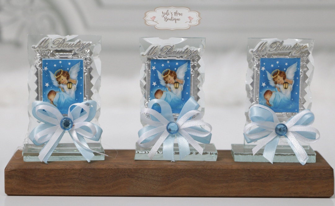 FREE SHIPPING 12 Glass Christening Favors, Baptism Souvenirs, Baptism