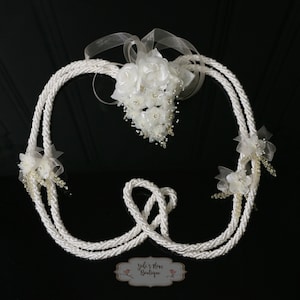 FAST SHIPPING!!! White Or Beige Wedding Lasso Rope,/Lazo de boda,Wedding Lasso Cord Rope With Flower, Traditional White Wedding Lasso