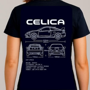 Celica Blueprint Tee – Unisex Cotton, Multi-Sized