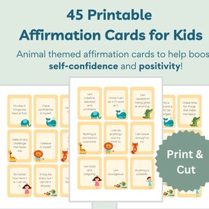 45 Affirmationskarten zum Ausdrucken für Kinder | Für Positivität und Selbstvertrauen | Affirmation Flash Cards für Kinder | Soziales emotionales Lernen
