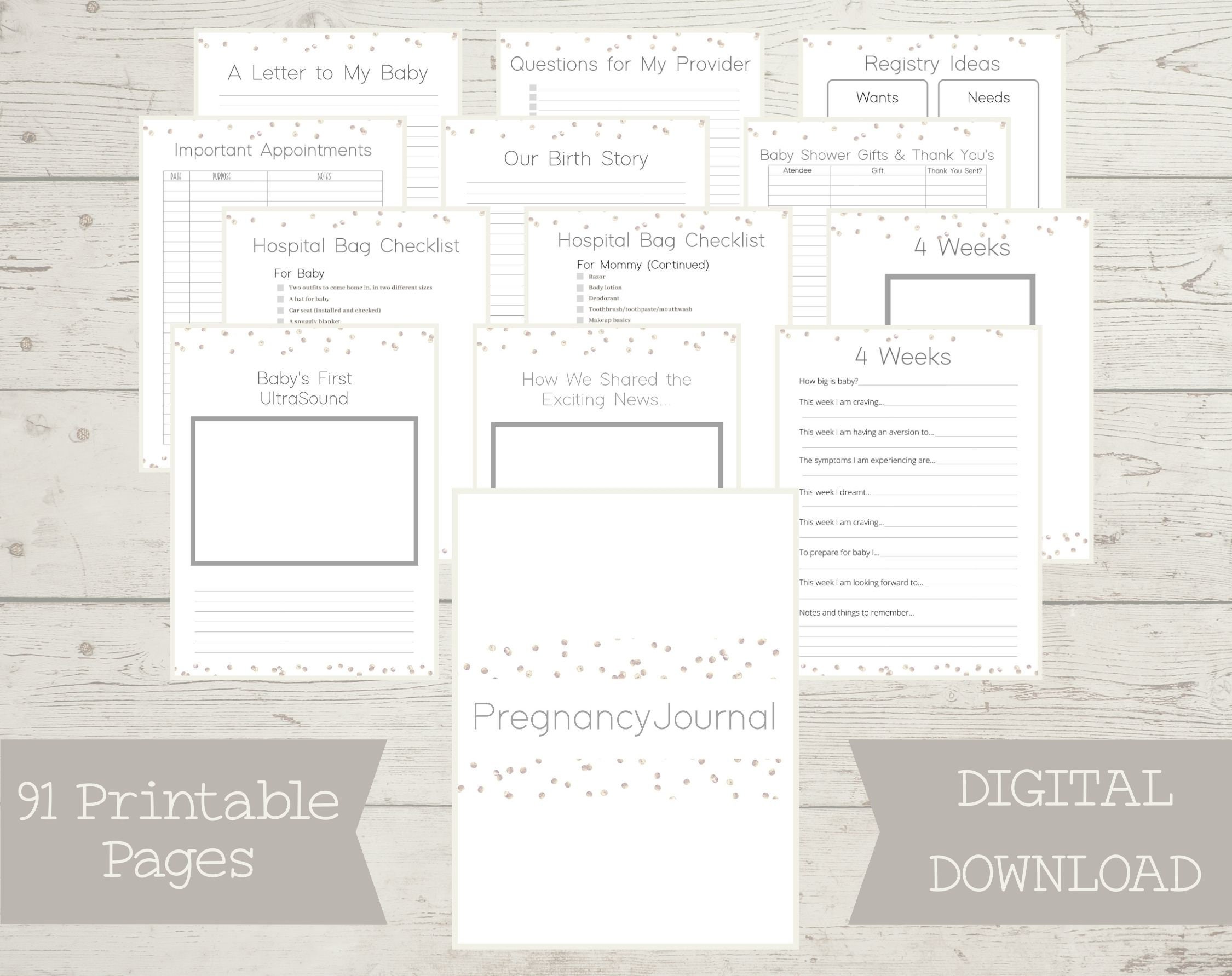 Printable Simple Pregnancy Journal Week by Week Pregnancy - Etsy