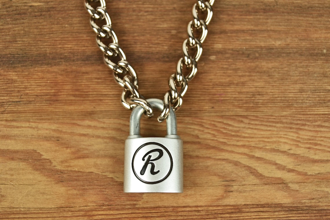 Sid Vicious 'R' Padlock Chain Punk Necklace Etsy