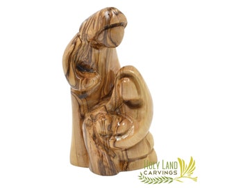 Statuetta della Sacra Famiglia in legno d'ulivo intagliata a mano / Artigianato di Betlemme