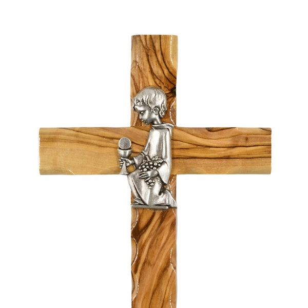 16 Cm (7 Inch) Holy Land Wall Cross - Olive Wood Cross for Boys and Girls Hand Made in Bethlehem - Gift for Confirmation, Baptism, Communion