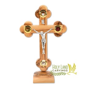 9-Zoll-Stehing Olivenholz Kreuz Kruzifix Made im Heiligen Land - Home Blessing Holzkreuz Prefect Geschenk für Weihnachten oder jeden Anlass