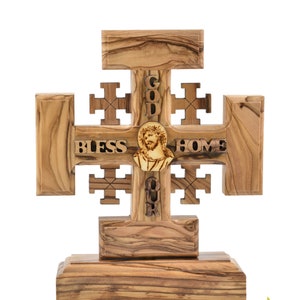 15 cm Stehend Jerusalem Kreuz - Heiliges Land Kreuz Made in Jerusalem Home Blessing Perfekt für Wohnzimmer, Büro, Gebetstisch