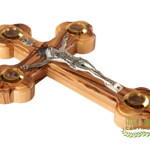 18 Cm Wall Crucifix Made of Olive Wood in Bethlehem - Unique Holy Land gift for weddings, Baptisms, Anniversary and Graduation