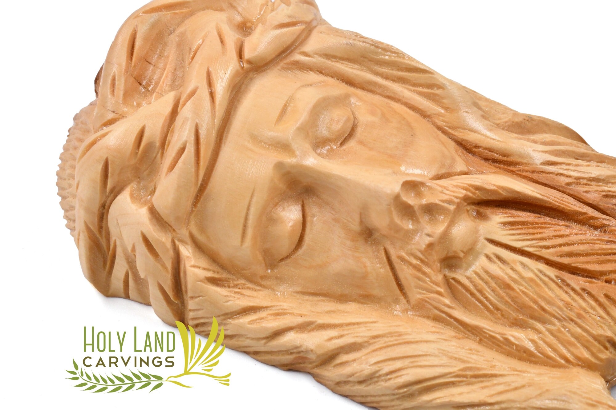 Jesus Face Wall Plaque Made of Olive Wood and Hand Crafted in Jerusalem
