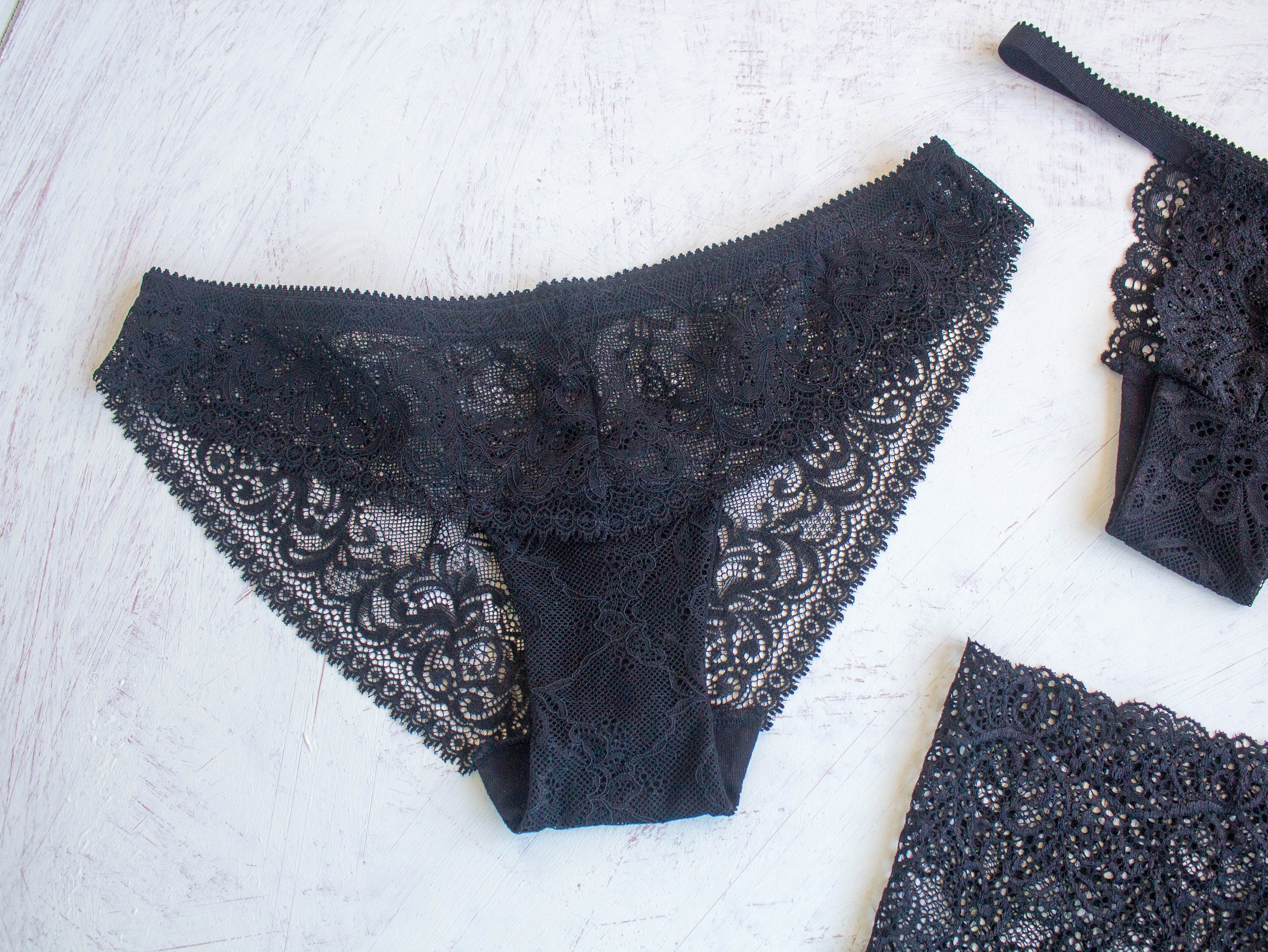 Black lace panties Lace lingerie for women Women underwear Etsy