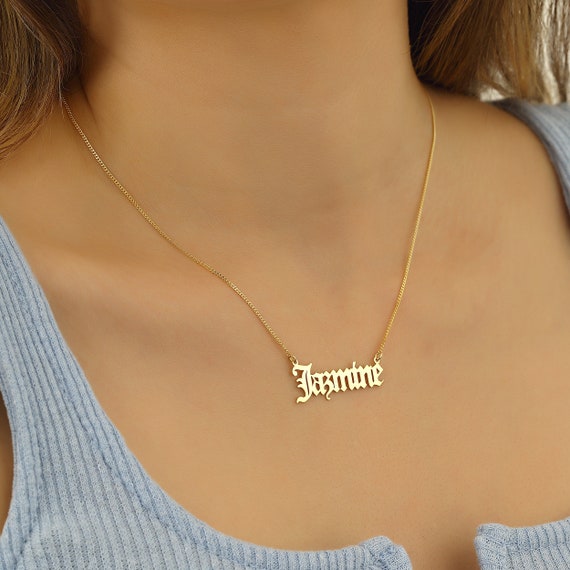 Solid gold name necklaces sale
