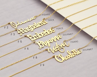 14K Solid Gold Name Necklace, Christmas Gifts, Personalized Necklaces,  Personalized Gift, Custom Gold Name Necklace, Gift for - HER2