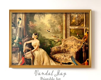 Impresión digital, obra de arte imprimible, arte de pared de estilo vintage para decoración del hogar y la oficina / Lady Bird