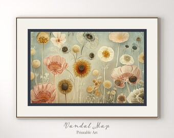 Obra de arte digital, Impresión de pétalos de flores, Inspirado en Ernst Haeckel, Arte de pared para el hogar, la oficina/VandalMap 1-025