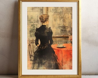Obra de arte digital, Arte de pared imprimible para decoración del hogar, Arte de estilo victoriano vintage, Dama de honor de VandalMap