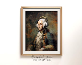 Impresión de George Washington, obra de arte de George Washington, música del general, arte de la pared, decoración del hogar, cartel