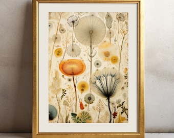 Obra de arte digital, arte imprimible, arte de pared floral inspirado en Ernst Haeckel para el hogar, la oficina, descarga digital
