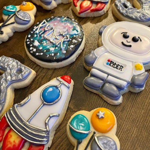 Outer Space Sugar Cookies Astronaut Cookies Spaceship Etsy