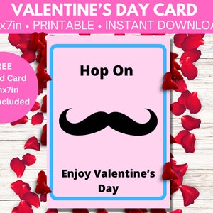 Cartão de Dia dos Namorados —Bigode Hop On— Download digital