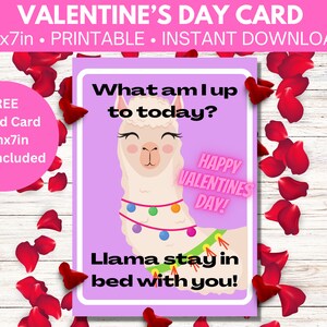 Carte de la Saint-Valentin - Lama reste au lit avec vous - Téléchargement numérique