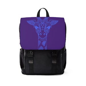 Girafe mandala bleue - Rabat violet - Sac à dos pour la rentrée