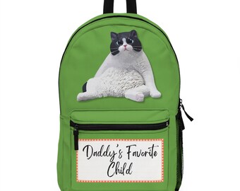 Cat - Daddys Favorite Child - Green Backpack