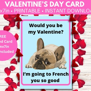 Carte Saint Valentin — Frenchie Valentine — téléchargement numérique