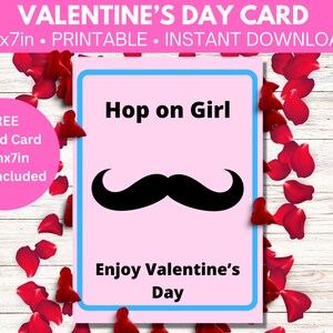 Valentinstagskarte für Sie —Mustache Hop On— Digitaler Download