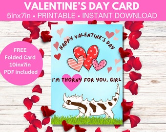 Valentine’s Day Card for Her —Thorny for You Girl— Digital Download