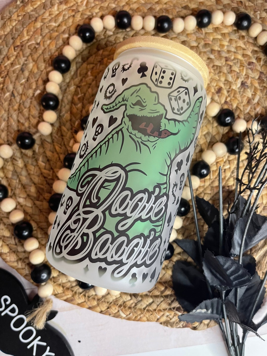 Oogie Boogie Glass Cup Iced Coffee Cup Boogeyman Cup Etsy