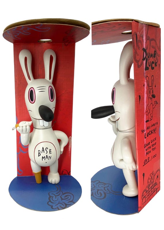 Signed Gary Baseman Dumb Luck Rabbit Vinyl Figure - Limited