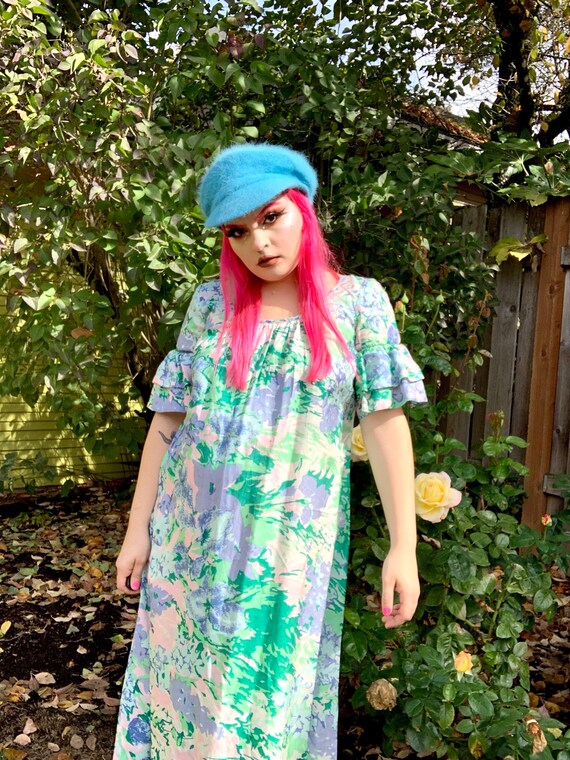 60s water maxi dress psychedelic