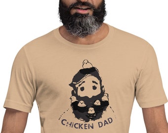 Funny, Cute, Chicken Dad T-Shirt with Baby Chicks and Hipster Beard, Farmer Gift, Urban Farmer, Backyard Chickens