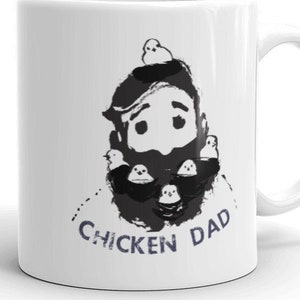 Chicken Dad, Chick, Illustrated, Beard Mug, Father's Day Gift image 1