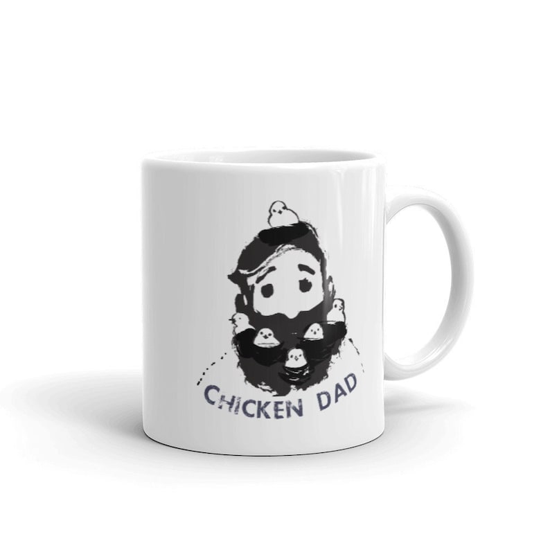 Chicken Dad, Chick, Illustrated, Beard Mug, Father's Day Gift image 1