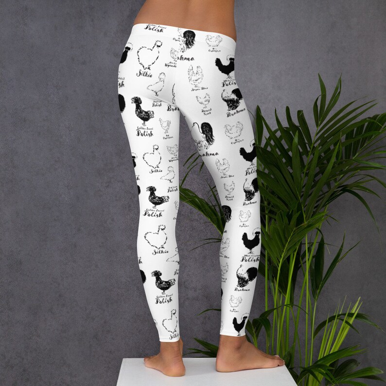 Chicken Breed Pattern Leggings, Chicken Yoga Pants zdjęcie 2