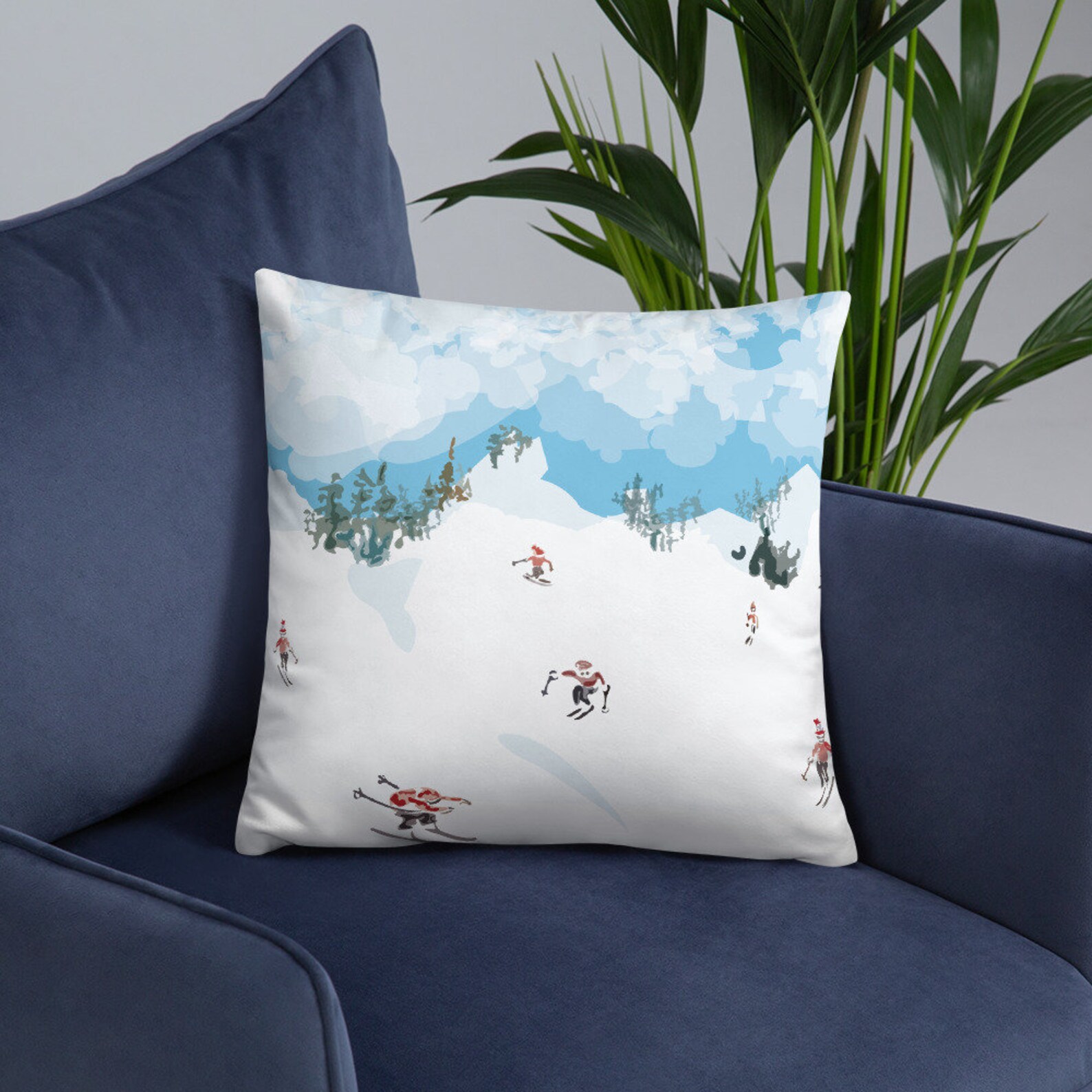 Ski pillow Winter Snow Ski Scene Etsy