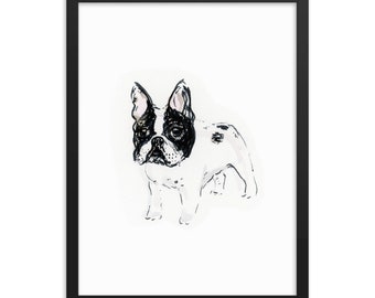 Black and White French Bulldog Art Print