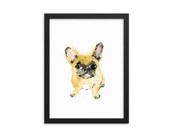 Tan French Bulldog Watercolor and Ink Art Print