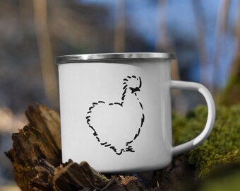 Silkie Chicken Enamel Mug, Gift for Chicken Mom, Gift for Chicken Dad, Chicken Mug