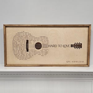 Custom Guitar Song lyric Framed Sign, Rustic Personalized Song Lyric Music Wall Decor,  Song Lyric Wall Decor, Song Writer Gift, lyric print