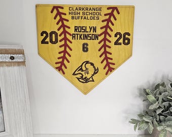 Personalized Softball Senior Night Gift, Home Plate Plaque Custom Decor