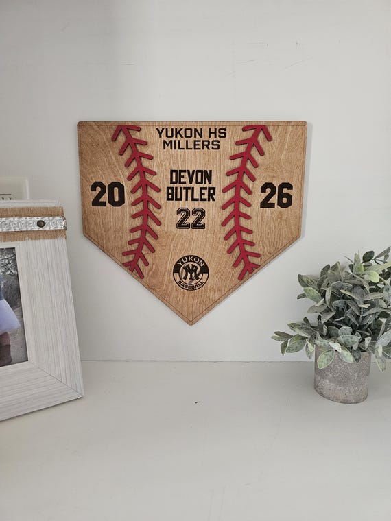 Custom Baseball Senior Night Wood Plaque, Senior 2026, End of Season Gift, Personalized Baseball Senior Year Gift Home Plate Player Award