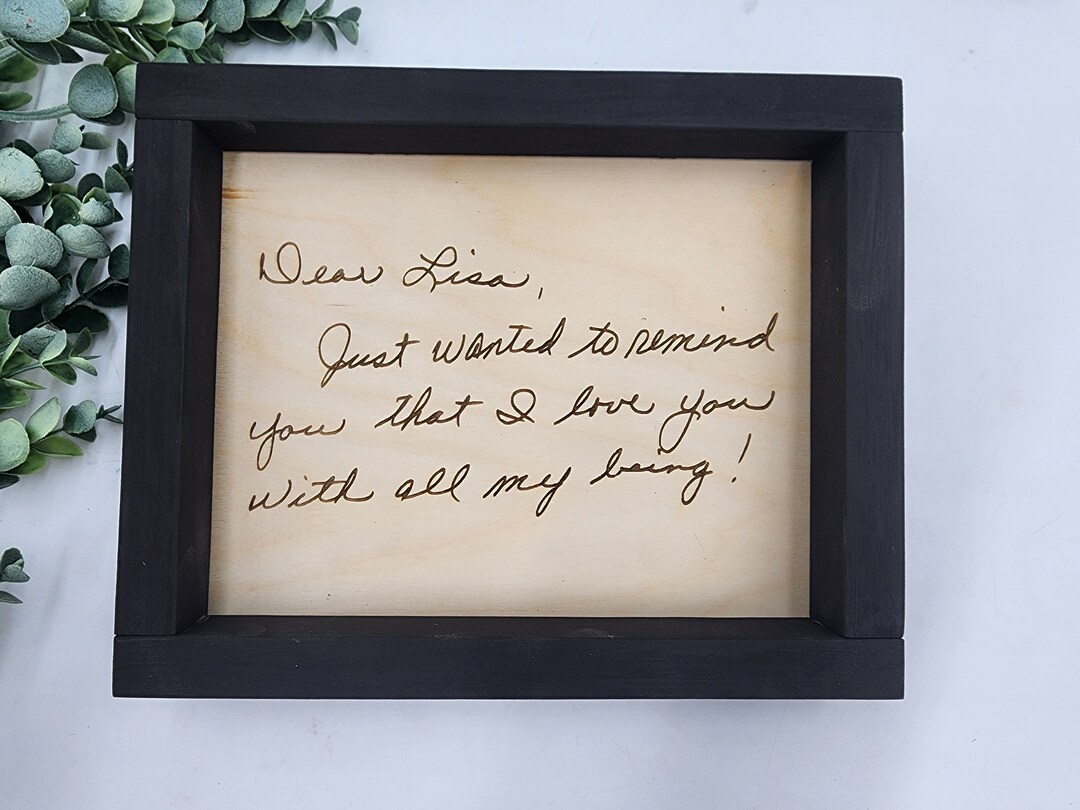 Personalized Handwriting Sign, Handwritten Engraved Letter Love Note ...