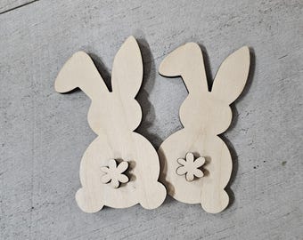 Wooden bunny with cotton tail  blanks DIY craft blanks, Easter bunny craft wood, Ready to paint Easter Rabbit project, Cotton tail