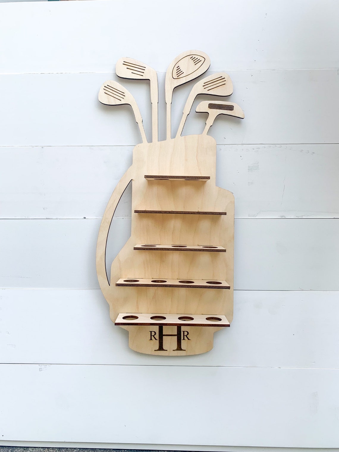 Personalized Golf Ball Display Wood Golf Bag Ball Display Etsy