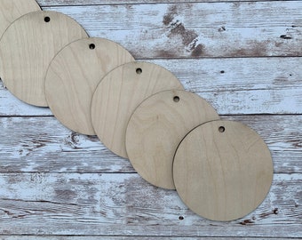 Blank Wood Circle Ornaments – Laser Cut Baltic Birch set of 10 DIY ornaments