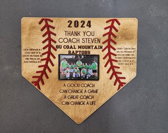 Customizable Wood Baseball Frame, Thank You Coach Gift 2026, Team picture frame, End of Season Coach Gift