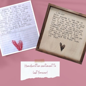 Personalized Handwriting Sign, Handwritten Engraved letter, Custom Valentine's Day Gift, Framed Hand Drawing